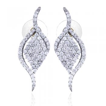 Elegant Sterling Silver CZ Stone Seated Stud Earrings
